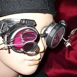 Steampunk Victorian Goggles Glasses silver red magnifying lens 2x