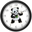 Ping Pong Playing Baby Giant Panda or Panda Bear Animal Wall Clock by WatchBuddy Timepieces (Slate Blue Frame)