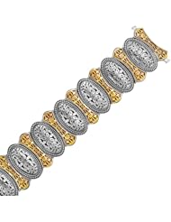 18K Yellow Gold and Sterling Silver Bracelet in an Oval Overlapping Motif