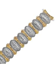 18K Yellow Gold and Sterling Silver Bracelet in an Oval Overlapping Motif