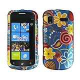 Blue Orange Yellow Pink Flower Polka Swirl Rubberized Snap on Design Hard C ....