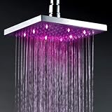 Buy 12 Inch Wall Mount Square Rainfall Showerhead with Build-in LED Light, Chrome by LITB