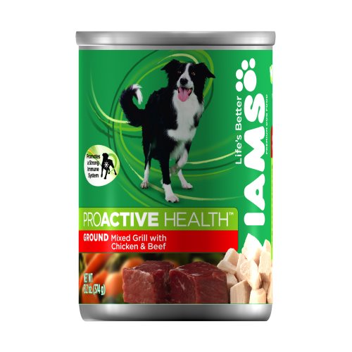 More image IAMS Proactive Health Dog Food , Ground Mixed Grill with Chicken & Beef, 13.2-Ounce Cans (Pack of 12)