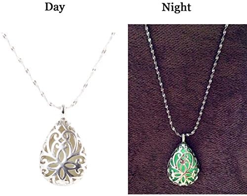 Handmade Glow in the Dark Necklace,Romantic Gift,Sunshine Necklace,White Gold Plated,Water Drop Shape