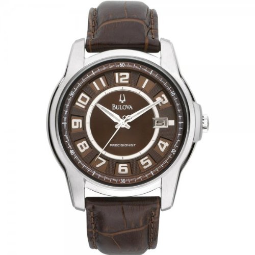 Bulova Precisionist Claremont Men's Watch 96B128 Steel, Brown Leather, Date Bulova Precisionist Claremont Men's Watch 96B128 Steel, Brown Leather, Date