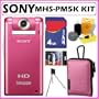 Sony MHS-PM5/P bloggie Mobile 5MP HD Snap Video Camera (Pink) with 4x Digital Zoom MHSPM5 PINK + 4GB Accessory Kit