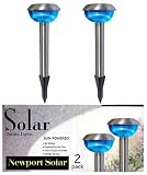 Stainless Steel Dome Blue Solar Lights Set of 2