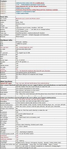 Wintimes Luxury Smart Watch S29 with 1.54" 1.3 MP camera TF card and SIM card slot Bluetooth wrist smartwatch Smart phone for Android smartphone-Black