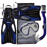 Junior Snorkeling Scuba Diving Mask Snorkel Fins w/ Mesh Bag Set for kids