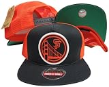 San Francisco Giants Black/Orange Three Panel Mesh Plastic Snapback Adjustable Plastic Snap Back Hat / Cap