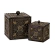 Set of 2 Exotic Ornate Moroccon Inspired Metal Lidded Boxes