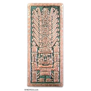 Copper wall adornment, 'Smiling God' (large)