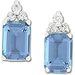 14K White Gold London Blue Topaz and Diamond Earrings