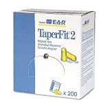 Aearo EAR : E-A-R TaperFit 2 Self-Adjusting Ear Plugs, Uncorded, Foam, Yellow, 200 Pairs/Box -:- Sold as 2 Packs of - 200 - / - Total of 400 Each
