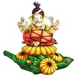 Colorful Dholak Ganesh Statue on a Bed of Flowers