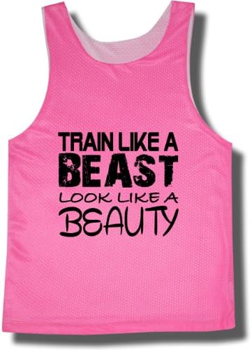 Train Like a Beast, Look like a Beauty Neon Pink Women's Reversible Mesh Tank - X-Small