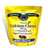 Spring Valley - Calcium Chews with Vitamin D & K, Sugar Free, Chocolate Flavor, 500 mg, 90 Chews