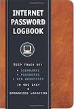 Internet Password Logbook (Cognac Leatherette): Keep track of: usernames, passwords, web addresses in one easy & organized location