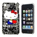 Hello Kitty iPhone 3 3GS Hard Shell Cover Case Skin Black 3G - Free UK Delivery