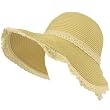 UPF 50+ Beach Summer Lace Trim Floppy Wide Brim Visor Packable Sun Hat Natural
