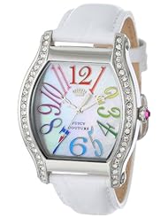 Juicy Couture Womens 1901086 Dalton White Embossed Leather Strap Watch