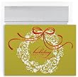Holiday Wreath On Green Christmas Cards -