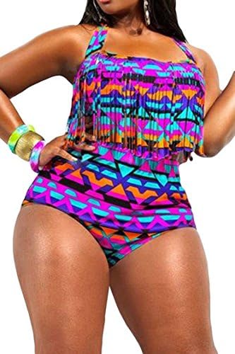 Qiu High Waisted Retro Tassels Bikini Swimwear