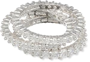 Sterling Silver Simulated Diamond Stacking Eternity Band, Size 7