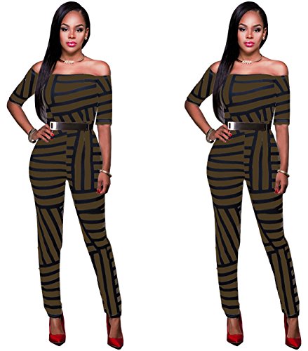 Women Off Shoulder One Piece Bodycon Bandage Long Pants Jumpsuits Rompers