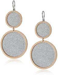 Rebecca "Half Moon" Rose Gold Over Bronze Double Circle Drop Earrings