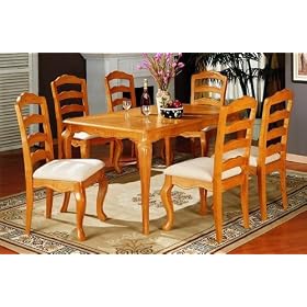 7pc Country Style Honey Oak Finish Wood Dining Table and Chair Set by visiondecor Furniture