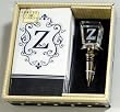 Gift Set of 30 Monogram Paper Guest Towels and 1 Monogram Glass Winestopper - Z