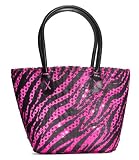 Three Cheers 4 Girls Zebra Sequin Tote, Fuchsia