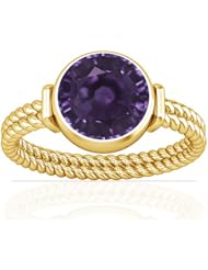18K Yellow Gold Round Cut Purple Sapphire Solitaire Ring