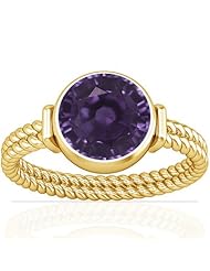 14K Yellow Gold Round Cut Purple Sapphire Solitaire Ring