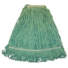 Wilen A01513, Hospital Pro M Antimicrobial Wet Mop, Large, 1-1/4" Tape Band, Green (Case of 12)