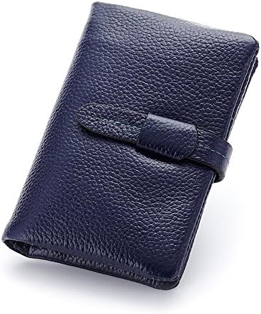 Mariego Women's Genuine Cowhide Leather RFID Blocking Bifold Wallet (Blue)