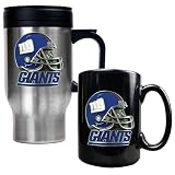 New York Giants NFL Travel Mug & Ceramic Mug Set - Helmet logo