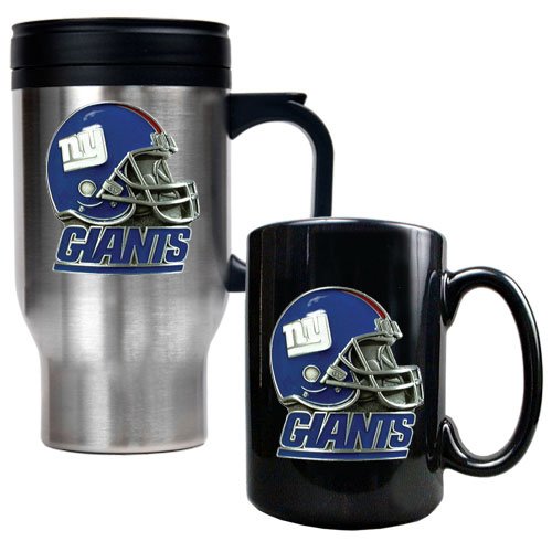 New York Giants NFL Travel Mug & Ceramic Mug Set - Helmet logo