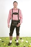 Herren Trachten Kniebundhose dunkelbraun aus feinstem Rindsveloursleder Gr 62 Produktbild