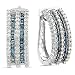 10K White Gold 2.00 Carat White and Treated Blue Diamond Earrings