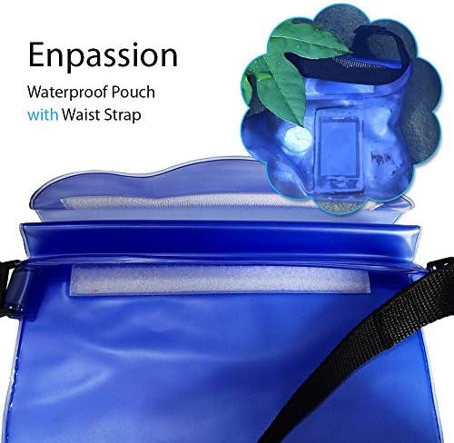 Enpassion Waterproof Pouch with Waist Strap for Beach/fishing/hiking - Protects Phones, Camera, Cash, Documents From Water, Sand, Dust and Dirt