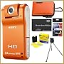 Sony MHSPM1/D Webbie HD MP4 and 5MP all-in-one Camera in Orange + Accessory Bundle