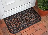Iron Scroll Design Thick Hardwearing Rubber Door Mat 45x75cm