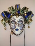 Blue Jolly Pergamena Venetian Mask
