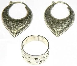 Women Earrings with Ring Sterling Silver Jewelry Set