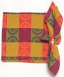 Durable Hand Woven Jacquard 100% Cotton Blue, Red and Yellow Circles Napkins 22x22 Inches Set of 12