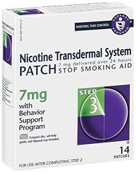Nicotine Transdermal System Patch, Stop Smoking Aid, 7 mg, Step 3, 14 patches