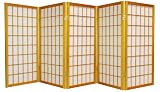 Three Foot 3ft. Size - 3ft. Window Pane Japanese Shoji Privacy Screen Room Divider - 5 Panel Honey