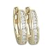 14K Yellow Gold 1/4 ct. Round and Baguette Cut Diamond Huggie Earrings